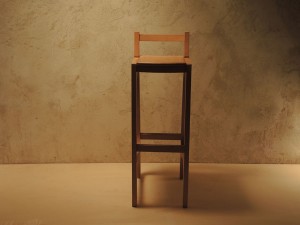 Tabouret de comptoir en hêtre avec dossier